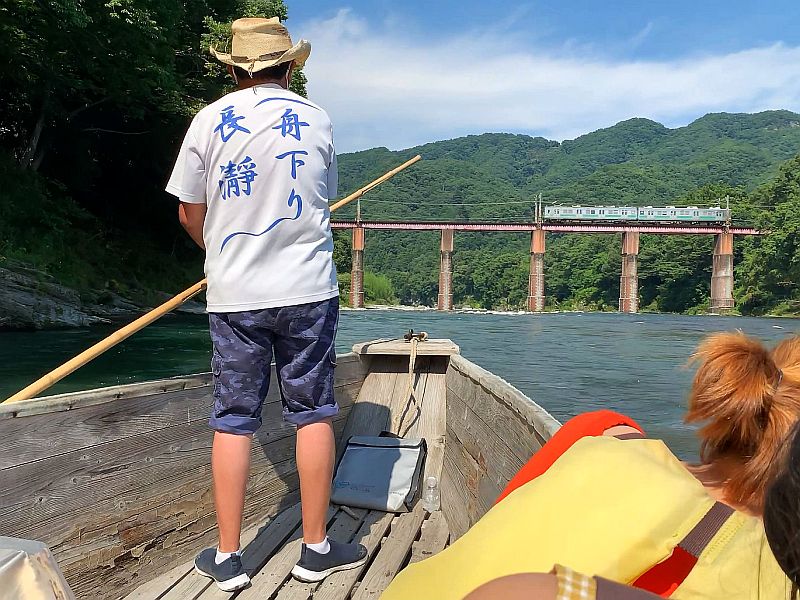 going downstream in a boat
