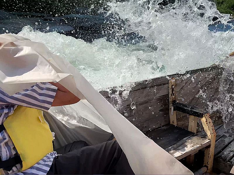 going downstream in a boat